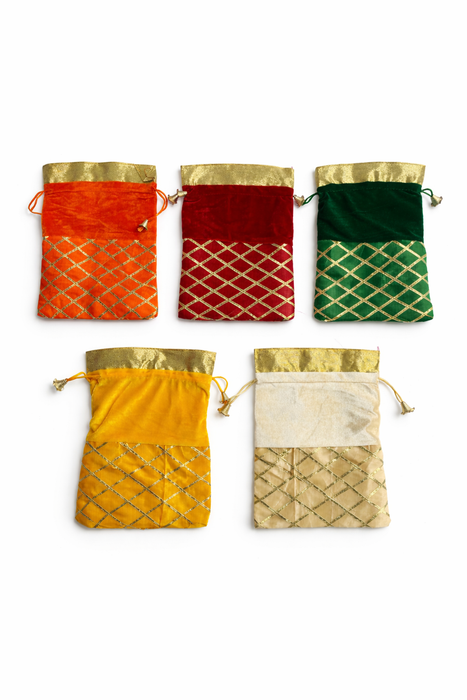 Checked Potli Bag – Wedding Favor Drawstring Pouch