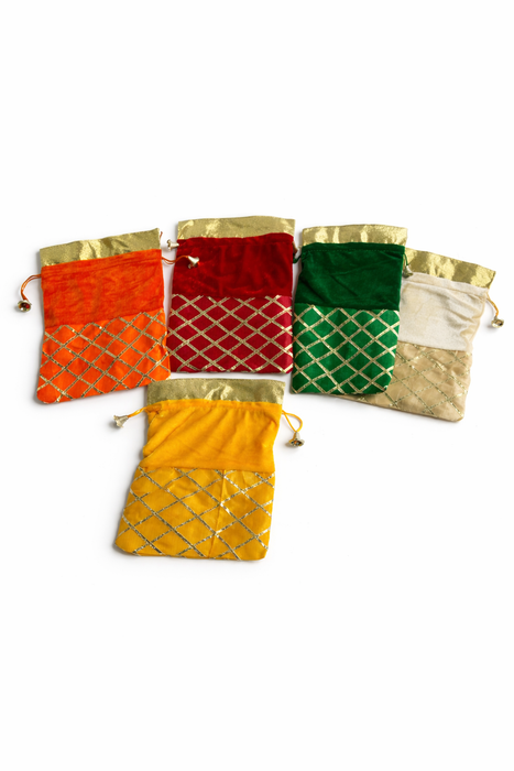 Checked Potli Bag – Wedding Favor Drawstring Pouch
