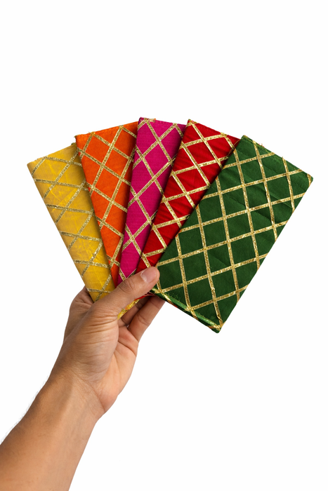 Silk Wedding Gift Envelope – Gold Checkered Work