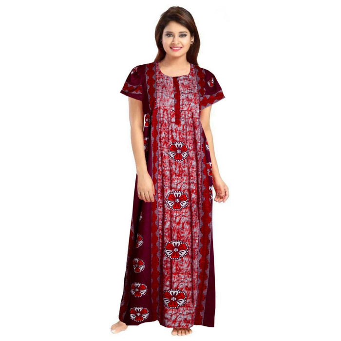 100% Pure Cotton Night Dress 2-Piece Maxi Set Casual Wear Nightgown Combo