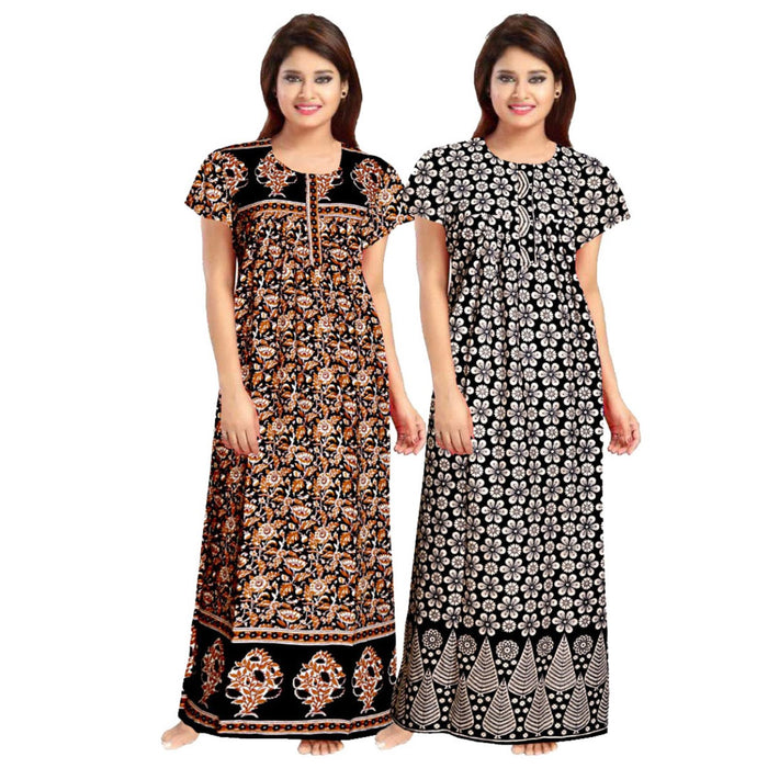 Cotton Maxi Women's Wear 2-Piece Night Dress Combo Set from Marika Textiles