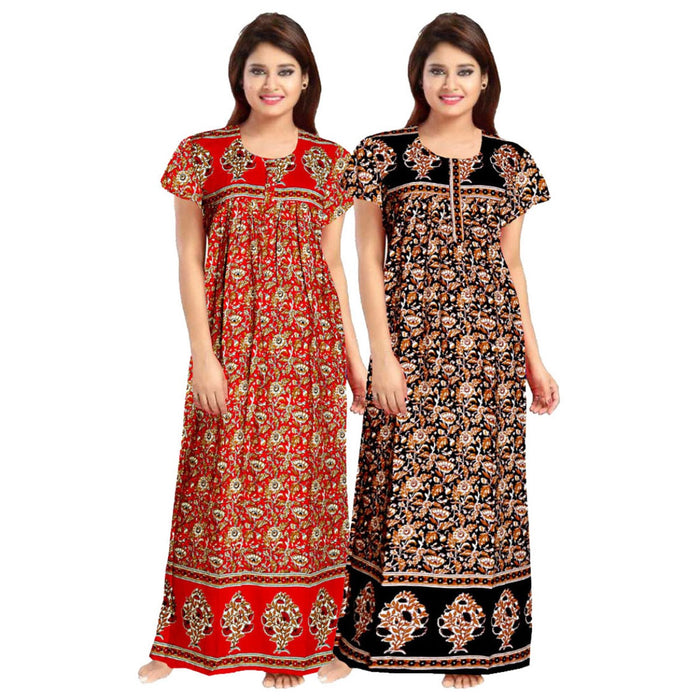 Casual Cotton Maxi Night Dress 2 Piece Set for Women from Marika Texti Marika Textiles