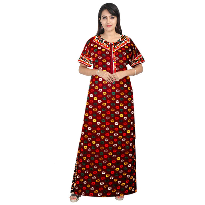 2-piece Cotton Women's Night Wear Maxi Dress Combo Set