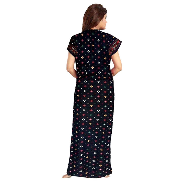 Women's Black & Brown Cotton Maxi Night Dress from Marika Textiles