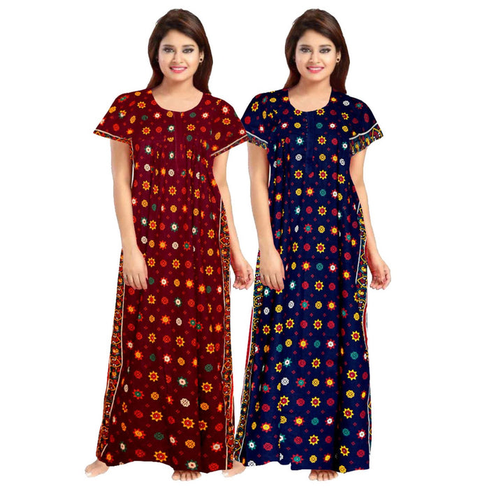 2-Piece Combo Set of 100% Cotton Maxi Nightgown from Marika Textiles