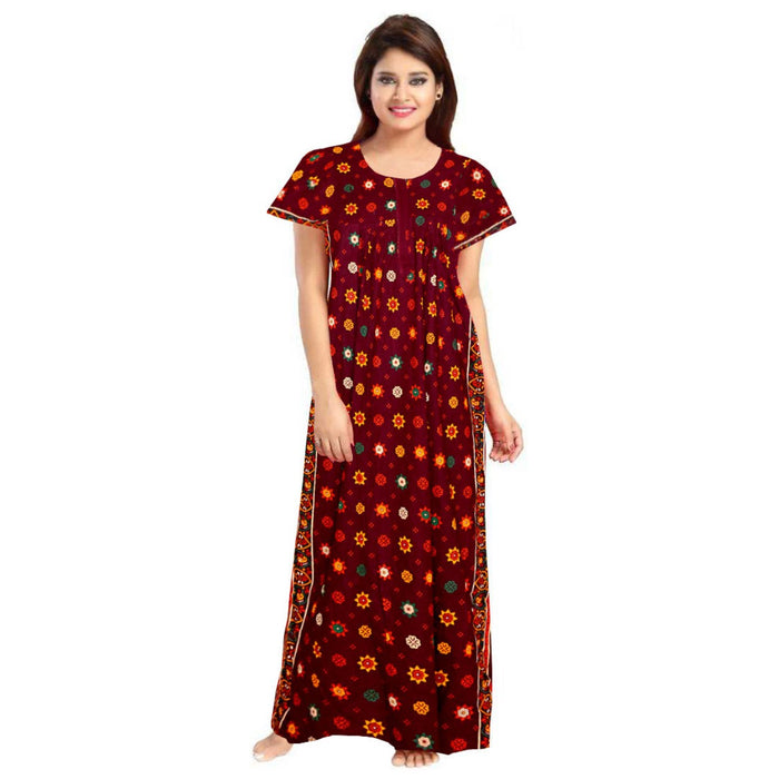 Women's Cotton Maxi Night Dress 2-Piece Set Rajasthani Print from Marika Textiles