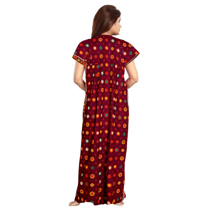 Women's Cotton Maxi Night Dress 2-Piece Set Rajasthani Print from Marika Textiles