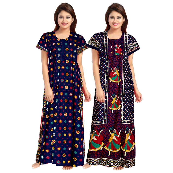 Women's Wear Cotton Night Dress 2-Piece Set – Free Size Nightgown Combo