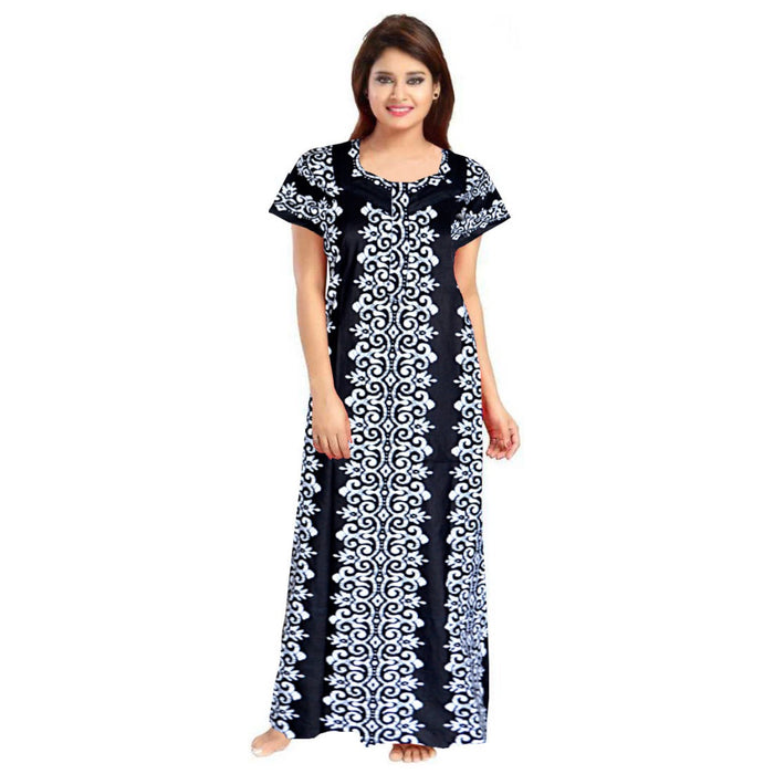 Casual Wear Women's 2-Piece Set of 100% Cotton Maxi Nighties Combo