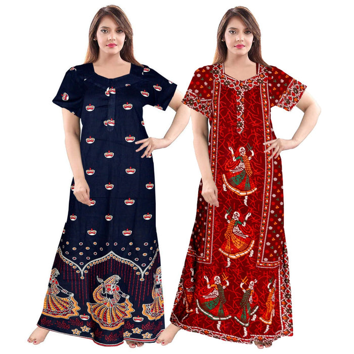 Women's Cotton Night Dress 2-Piece Maxi Combo Set from Marika Textiles