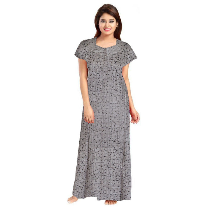 2-Piece Set of Grey & Black Cotton Maxi Nighty Combo for Women from Marika Textiles