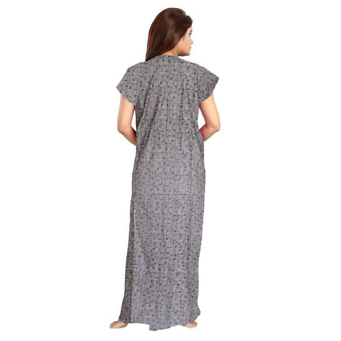 2-Piece Set of Grey & Black Cotton Maxi Nighty Combo for Women from Marika Textiles