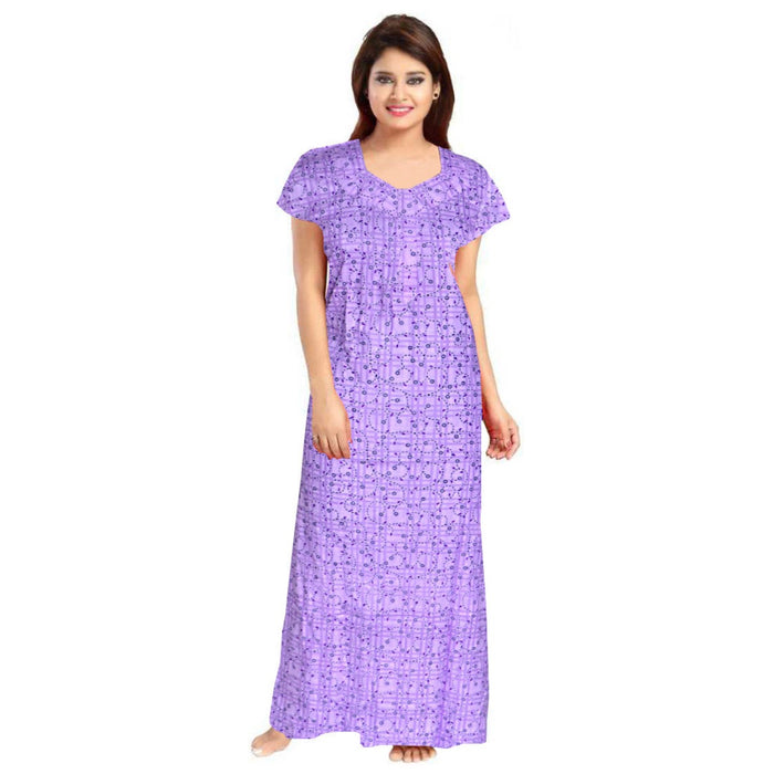 2-Piece Set of Red & Purple Cotton Maxi Night Dress Combo for Women from Marika Textiles