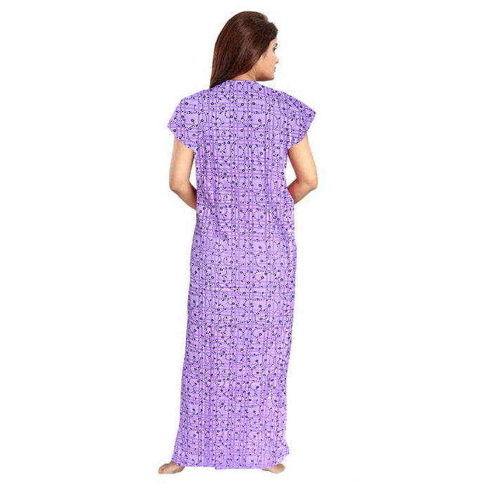 2-Piece Set of Red & Purple Cotton Maxi Night Dress Combo for Women from Marika Textiles