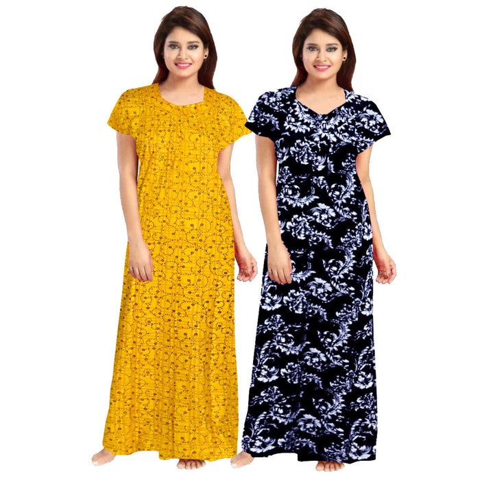 2-Piece Set of 100% Cotton Women's Maxi Sleepwear Dress Combo Available Online