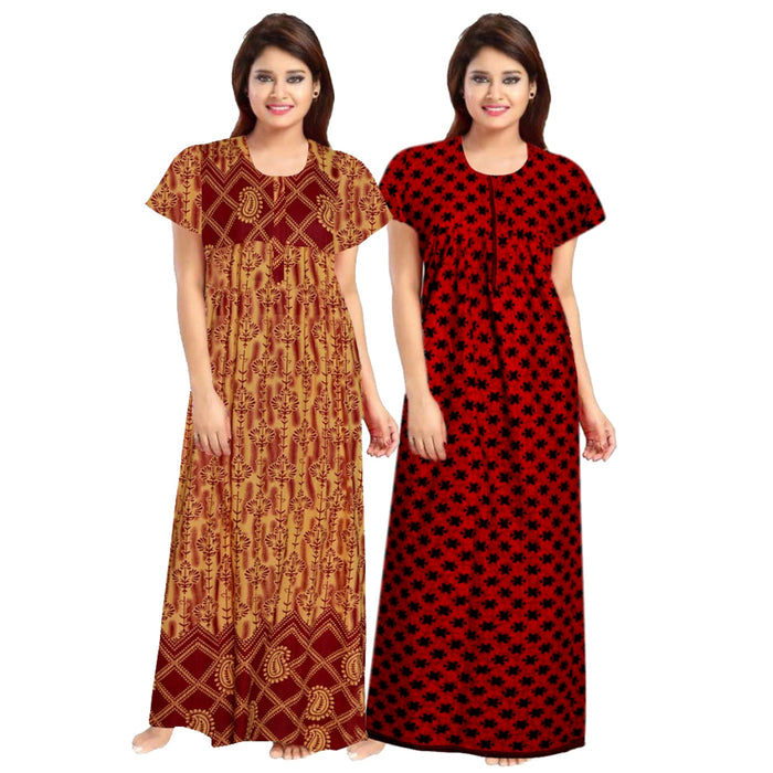 Combo of 2-Piece Cotton Maxi Night Dress for Women Available Online