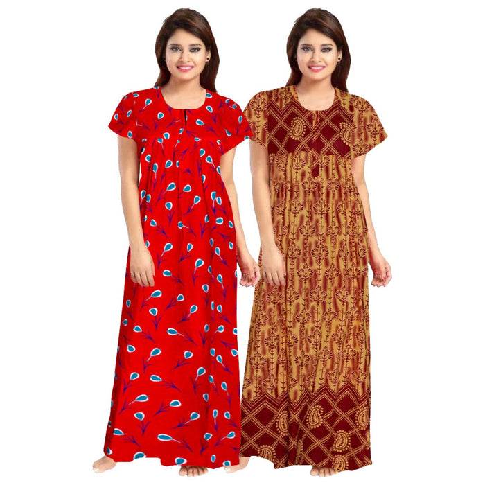 Women's Cotton Nighty 2pc Set of Night Dress from Marika Textiles