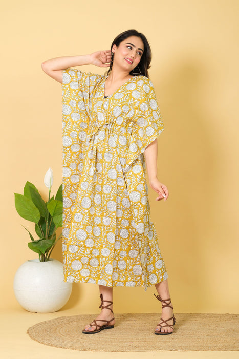 Buy Indian Cotton Kaftan Maxi Dress Lounge Sleepwear & Beach Cover-Up at 765 | Shop Online Marika Textiles Buy Indian Cotton Kaftan Maxi Dress Lounge Sleepwear & Beach Cover-Up at 765 | Shop Online Marika Textiles