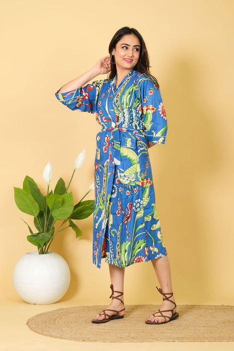 3/4 Sleeve Cotton Bathrobe from Marika Textiles, Party Wear Kimono Robe