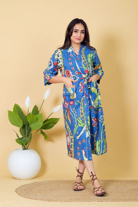 3/4 Sleeve Cotton Bathrobe from Marika Textiles, Party Wear Kimono Robe