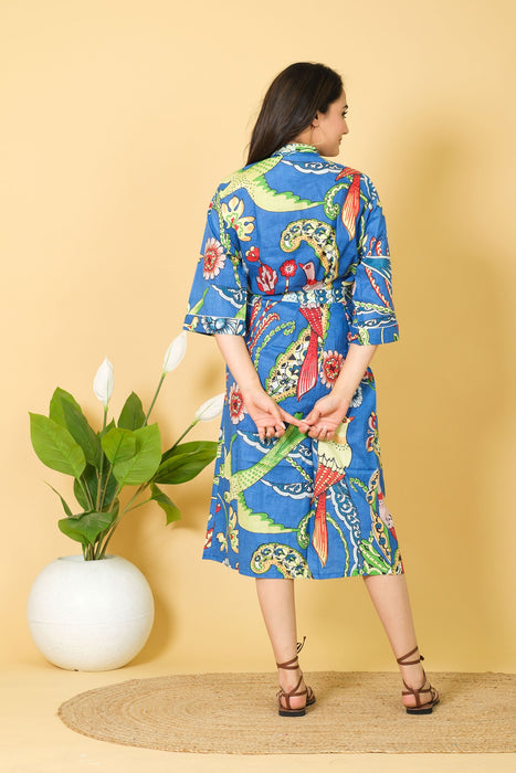 3/4 Sleeve Cotton Bathrobe from Marika Textiles, Party Wear Kimono Robe