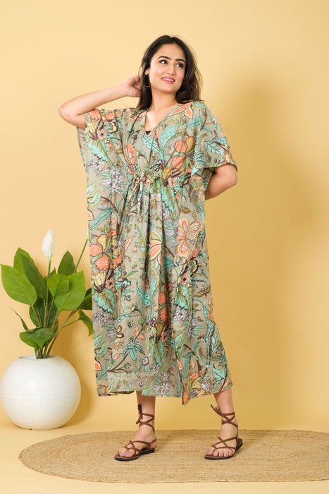 100% Cotton Handmade Caftan Night Wear Gown, Summer Wear Caftan Gown Maxi, Gift For Her