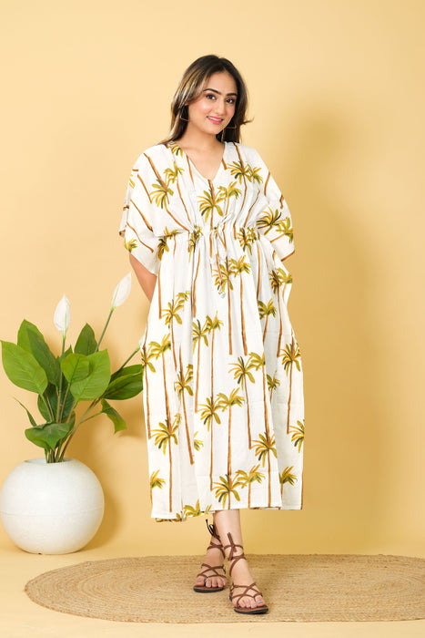 Women's Printed Kaftan Dress, Indian Soft & Pure Cotton Caftan, Loungewear Gown, Perfect Gift for Her