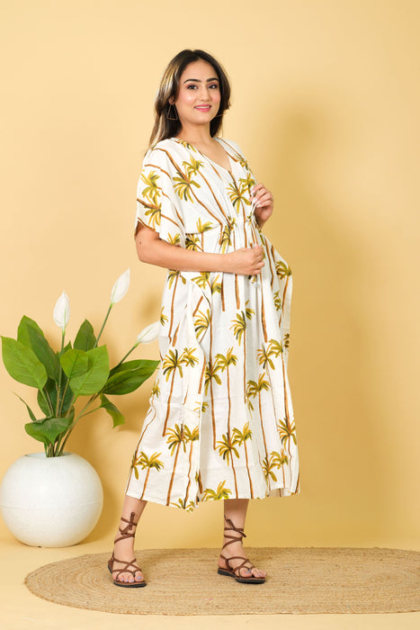 Women's Printed Kaftan Dress, Indian Soft & Pure Cotton Caftan, Loungewear Gown, Perfect Gift for Her