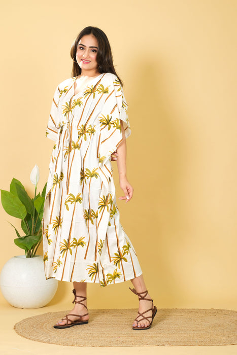 Women's Printed Kaftan Dress, Indian Soft & Pure Cotton Caftan, Loungewear Gown, Perfect Gift for Her