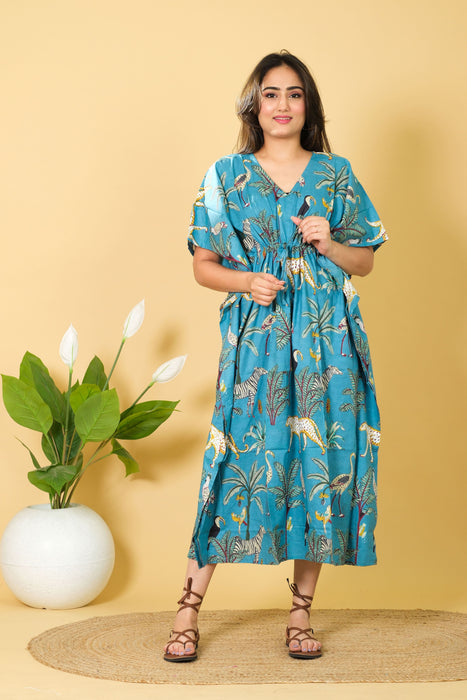 Buy Women's Handmade Cotton Kaftan, Free Size Maxi Dress, 3/4 Sleeve Caftan Online