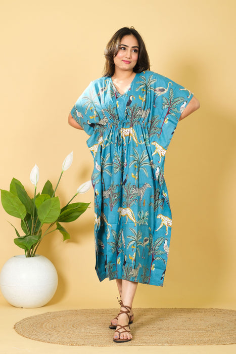 Buy Women's Handmade Cotton Kaftan, Free Size Maxi Dress, 3/4 Sleeve Caftan Online