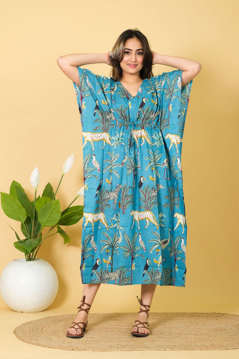 Buy Women's Handmade Cotton Kaftan, Free Size Maxi Dress, 3/4 Sleeve Caftan Online