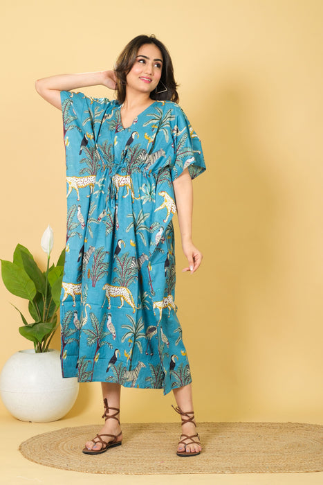 Buy Women's Handmade Cotton Kaftan, Free Size Maxi Dress, 3/4 Sleeve Caftan Online