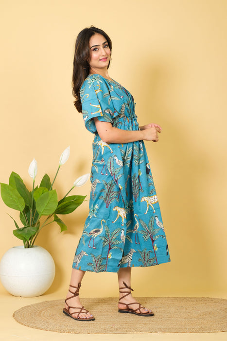 Buy Women's Handmade Cotton Kaftan, Free Size Maxi Dress, 3/4 Sleeve Caftan Online