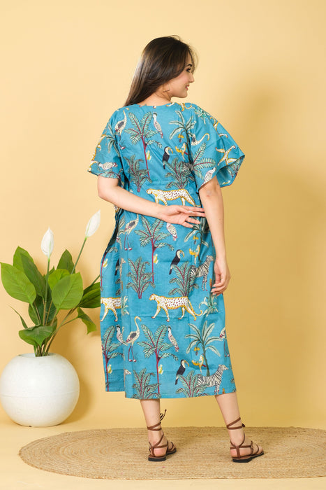 Buy Women's Handmade Cotton Kaftan, Free Size Maxi Dress, 3/4 Sleeve Caftan Online