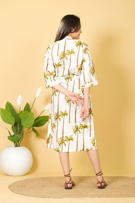 3/4 Sleeve Cotton Bathrobe from Marika Textiles, Indian Bikini Cover-up Party Wear Robe, Buy Online