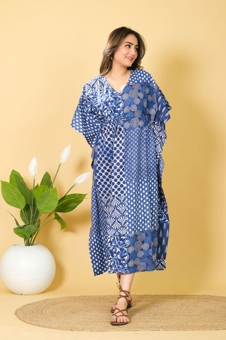 Indian cotton kaftan, free-size cotton caftan dress, perfect as a bikini cover-up, a wonderful gift for her