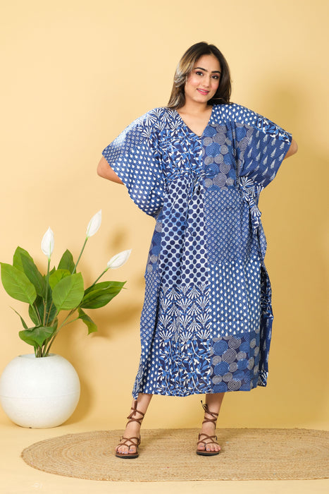 Indian cotton kaftan, free-size cotton caftan dress, perfect as a bikini cover-up, a wonderful gift for her