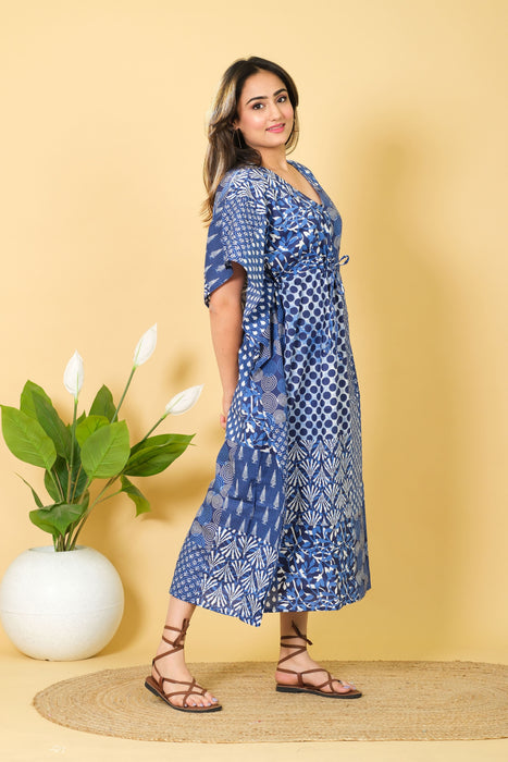 Indian cotton kaftan, free-size cotton caftan dress, perfect as a bikini cover-up, a wonderful gift for her