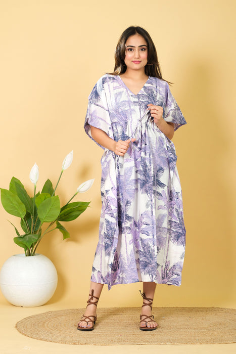 Handmade Indian cotton kaftan, long-size caftan dress, perfect as a bikini cover-up, a swimwear maxi