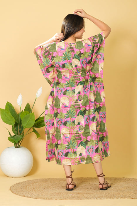 indian cotton kaftan dresses Block-Printed Cotton Kaftan in Cedar