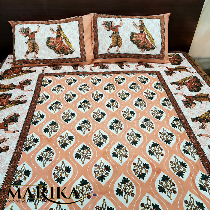 Premium Quality Peach Colour Bedsheet Queen Size Cotton Bedsheet | Buy Online 