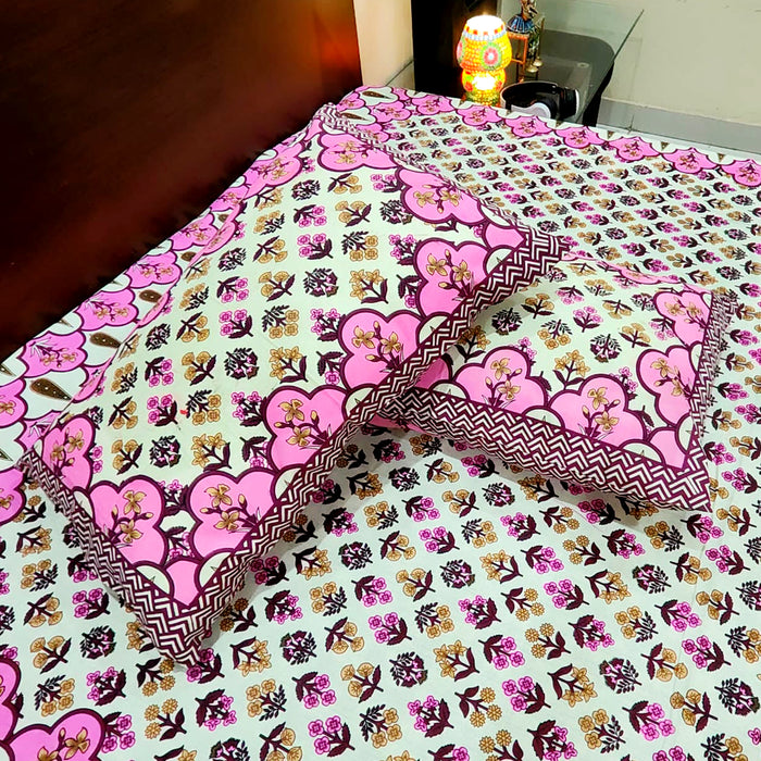 Leaf Print Pure Cotton Bedsheet Queen Size Bedsheet | Buy Now 