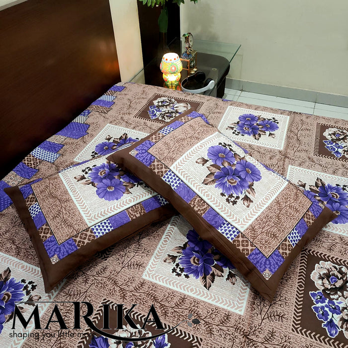 King Size Floral Bed Sheet & Pillow Cover Set by Marika Textiles | Shop Now