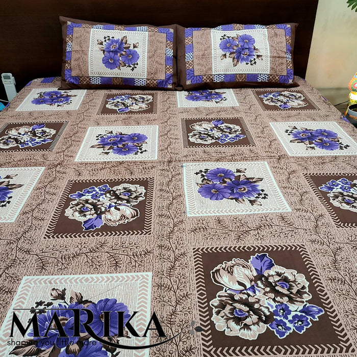 King Size Floral Bed Sheet & Pillow Cover Set by Marika Textiles | Shop Now