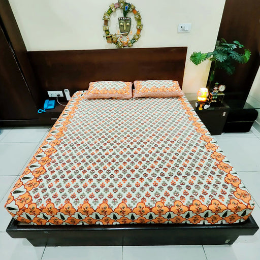 Beautiful Orange Colour Cotton Bedsheet For Your Bedding | Buy Now