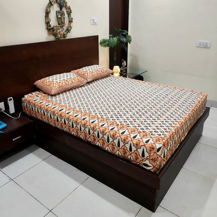 Beautiful Orange Colour Cotton Bedsheet For Your Bedding | Buy Now