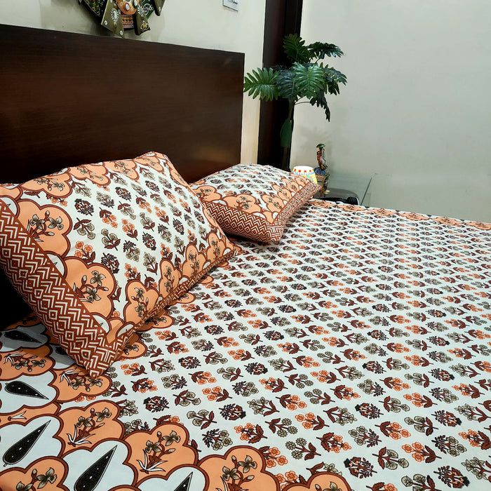 Beautiful Orange Colour Cotton Bedsheet For Your Bedding | Buy Now