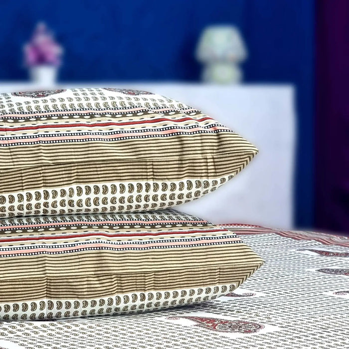 Indian Cotton Bedsheet with 2 Pillow Cover Set Ethnic Bedcover Home Decor Bedspread from 'MARIKA TEXTILES'