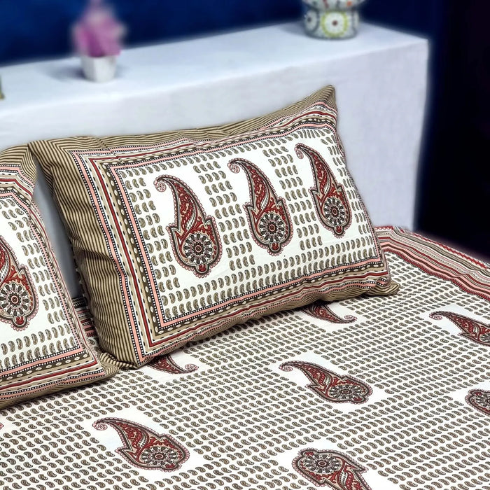 Indian Cotton Bedsheet with 2 Pillow Cover Set Ethnic Bedcover Home Decor Bedspread from 'MARIKA TEXTILES'